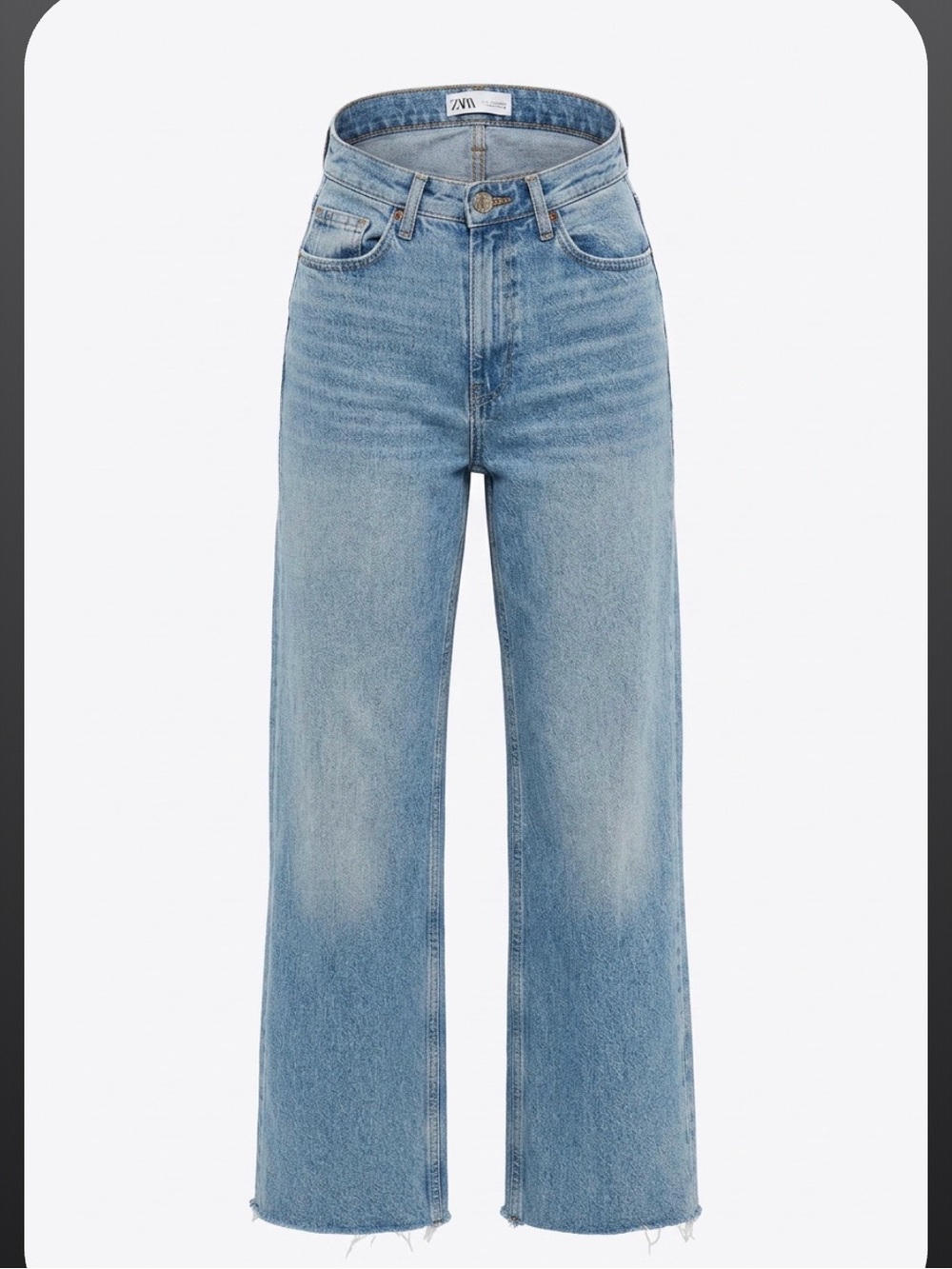 Zara Faded Light Blue High-Rise Wide-Leg Jeans